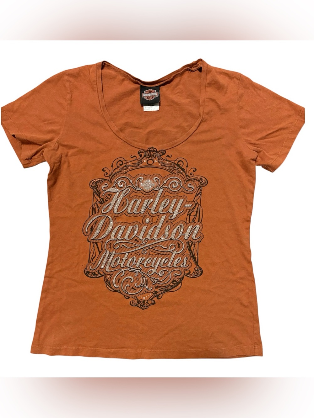 Harley-Davidson Women's Orange Graphic Scoop Neck Tee